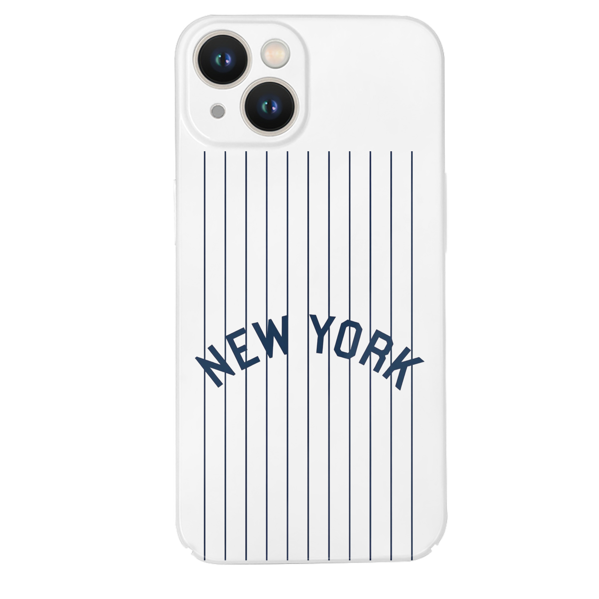 New York Yankees Pinstripe New York IPhone 14 Series Full-Cover Hard Case – Shockproof With Raised Camera Protection – Precise Cutouts, Wireless Charging Compatible – Durable, Anti-Yellowing, Easy To Clean